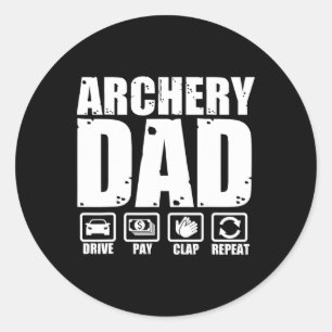 Funny Archery Dad Proud Archer Father Humour Fathe Classic Round Sticker