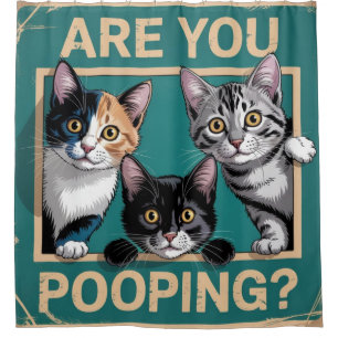 Funny "Are You Pooping?" Calico, Tabby & Black Cat