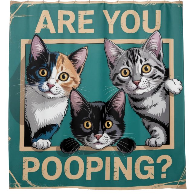 Funny "Are You Pooping?" Calico, Tabby & Black Cat (Front)