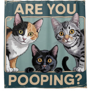 Funny "Are You Pooping?" Calico, Tabby & Black Cat