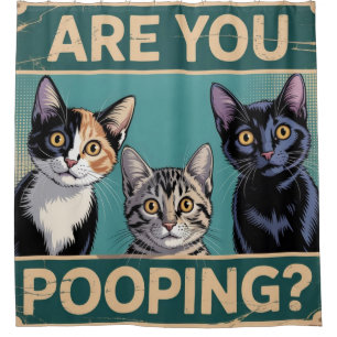 Funny "Are You Pooping?" Calico, Tabby & Black Cat