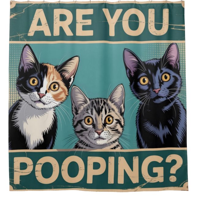 Funny "Are You Pooping?" Calico, Tabby & Black Cat (Front)