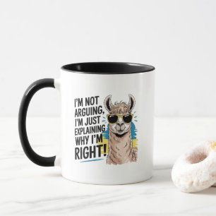 Funny arguing llama word art mug