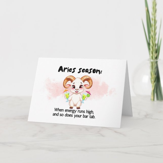 Funny Aries Season Zodiac Birthday Card (Front)