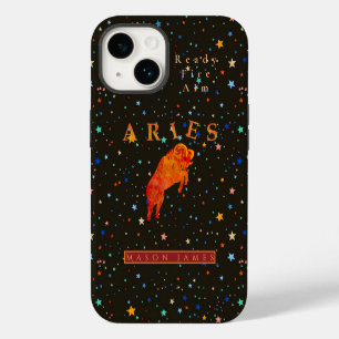 Funny Aries Zodiac Black Red Personalized iPhone 14 Case