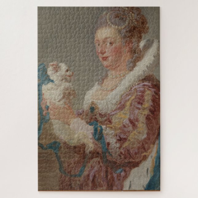 Funny Aristocratic Woman with a Small Dog Large Jigsaw Puzzle (Vertical)