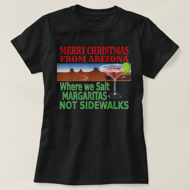 Funny Arizona Desert Vacation Christmas Cactus T-Shirt (Design Front)