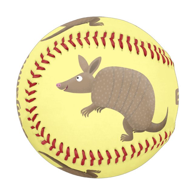 Funny armadillo happy cartoon illustration baseball (Front Left)