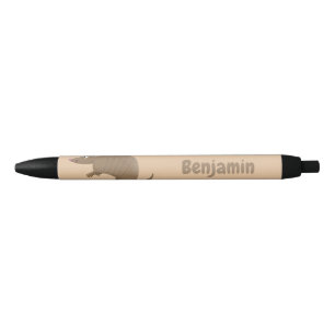 Funny armadillo happy cartoon illustration black ink pen