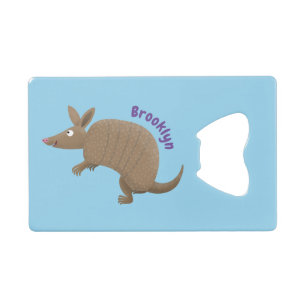 Funny armadillo happy cartoon illustration credit card bottle opener