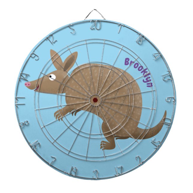 Funny armadillo happy cartoon illustration dartboard (Front)