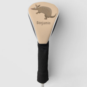 Funny armadillo happy cartoon illustration golf head cover