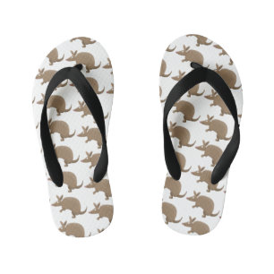 Funny armadillo happy cartoon illustration kid's flip flops