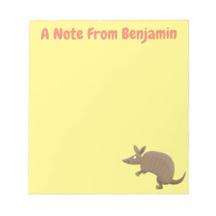 Funny armadillo happy cartoon illustration notepad