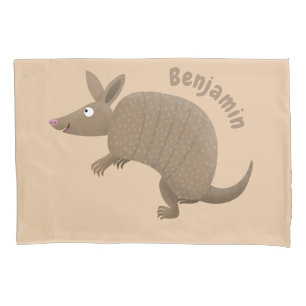 Funny armadillo happy cartoon illustration pillowcase
