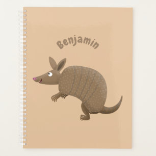 Funny armadillo happy cartoon illustration planner
