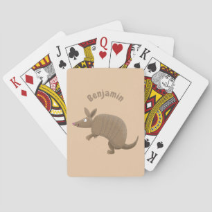 Funny armadillo happy cartoon illustration playing cards