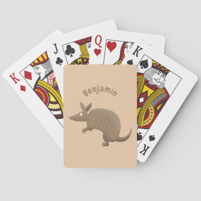 Funny armadillo happy cartoon illustration playing cards (Back)