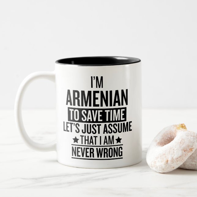 Funny Armenian Two-Tone Coffee Mug (With Donut)