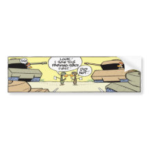 Funny Army Tank Cartoon Bumper Sticker