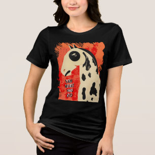 Funny art horse side eye custom text Tri-Blend shirt