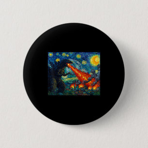 Funny Art Japanese Monster Kaiju In Van Gogh Starr 2 Inch Round Button