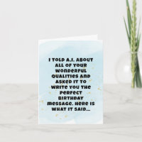 Funny Artificial Intelligence Boyfriend Birthday 