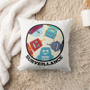 Funny Artificial Intelligence-Surveillance Robots Throw Pillow