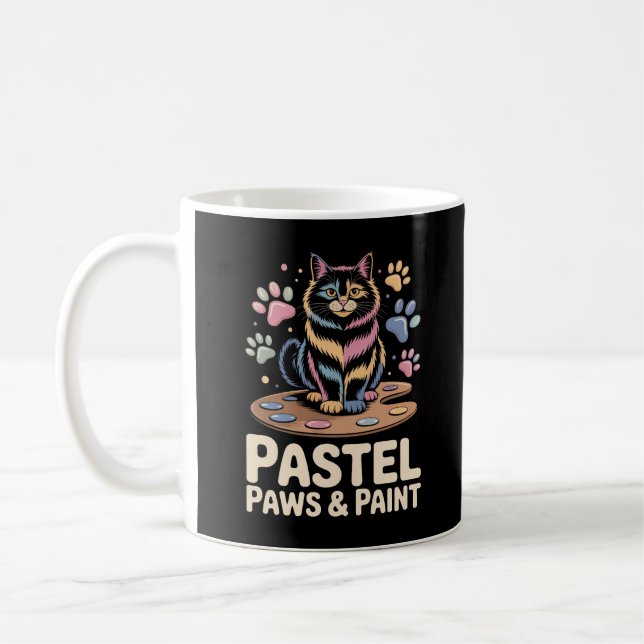 Funny Artist Cat Messy Painter Paws Coffee Mug (Left)
