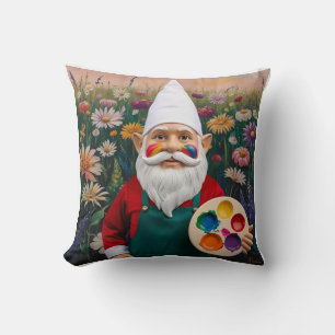 Funny Artist Gnome: Mother's Day Masterpiece Throw Pillow
