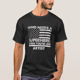 Funny Artist Superhero Vintage Tee For Men Dad