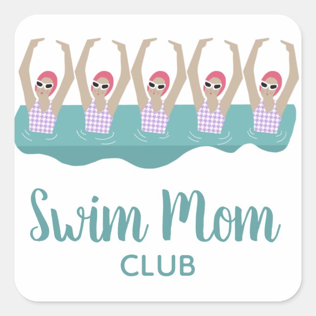 Funny Artistic Synchro Swimming Swimmers Swim Mom Square Sticker (Front)