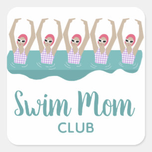 Funny Artistic Synchro Swimming Swimmers Swim Mom Square Sticker
