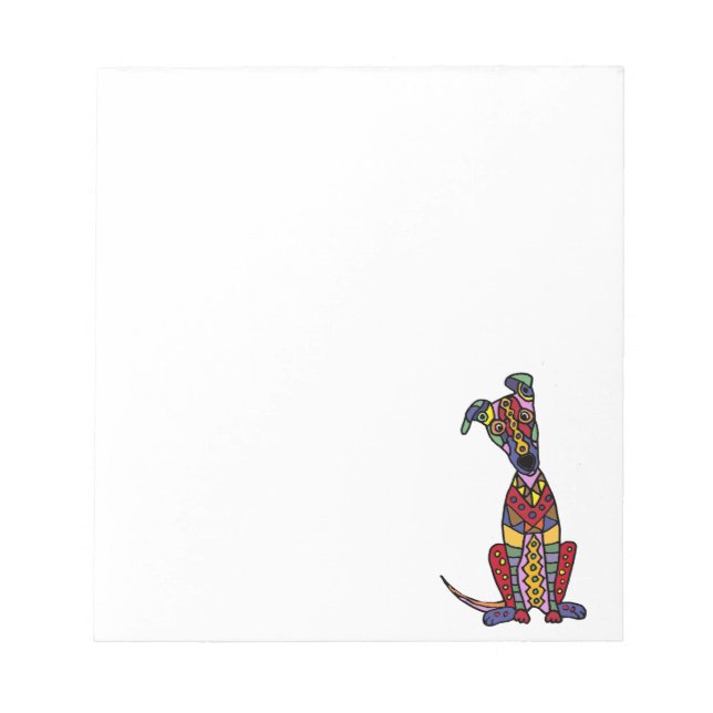 Funny Artsy Greyhound Dog Abstract Art Notepad (Front)