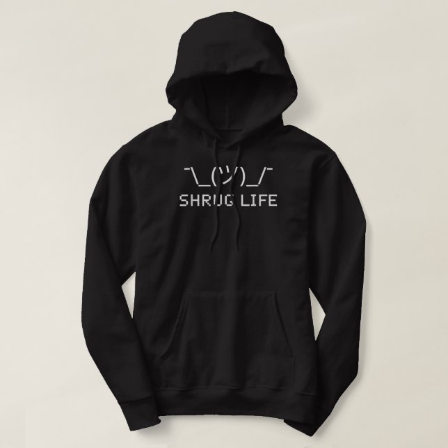 Funny ASCII Art Code Programmer Shrug Life Hoodie (Design Front)