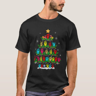Funny Asl Christmas Tree Sign Language Xmas Deaf P T-Shirt
