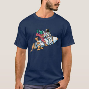 Funny Astronaut Alien Rocket Graphic Tee Space fun