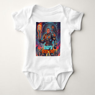 Funny Astronaut BBQ Comic Pop Art Retro Space Baby Bodysuit