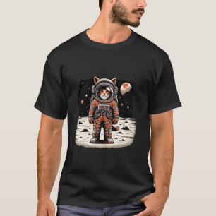 Funny Astronaut Cat Space Cat on the Moon Kitten K T-Shirt