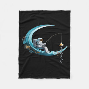 Funny Astronaut Christmas Floral Chinoiserie Space Fleece Blanket