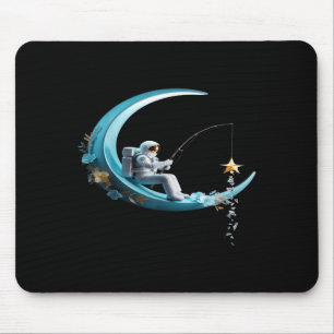 Funny Astronaut Christmas Floral Chinoiserie Space Mouse Pad