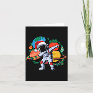 Funny Astronaut Christmas Space Planets Santa Hat  Card