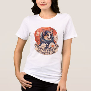 Funny Astronaut Corgi Space T-Shirt Tri-Blend Shirt