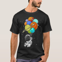 Funny Astronaut Holding Planet Balloons Space Kids