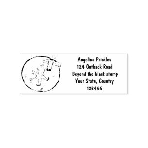 Funny astronaut in space and earth cartoon rubber stamp