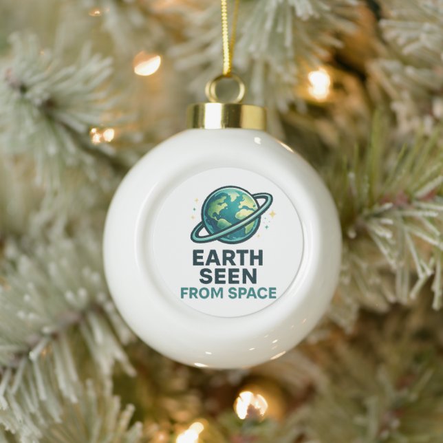 Funny Astronaut Planets Ceramic Ball Christmas Ornament (Tree)