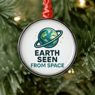 Funny Astronaut Planets Metal Ornament