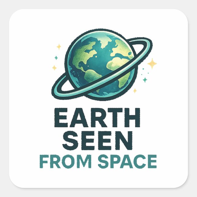 Funny Astronaut Planets Square Sticker (Front)