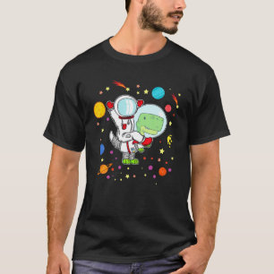 Funny Astronaut Riding Rex Kids Dinosaur Spaceman T-Shirt