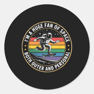 Funny Astronaut Saying Huge Fan Of Space Humor Wom Classic Round Sticker
